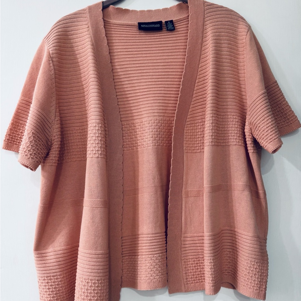 Nina Leonard Dusty Pink Short Sleeve Cardigan